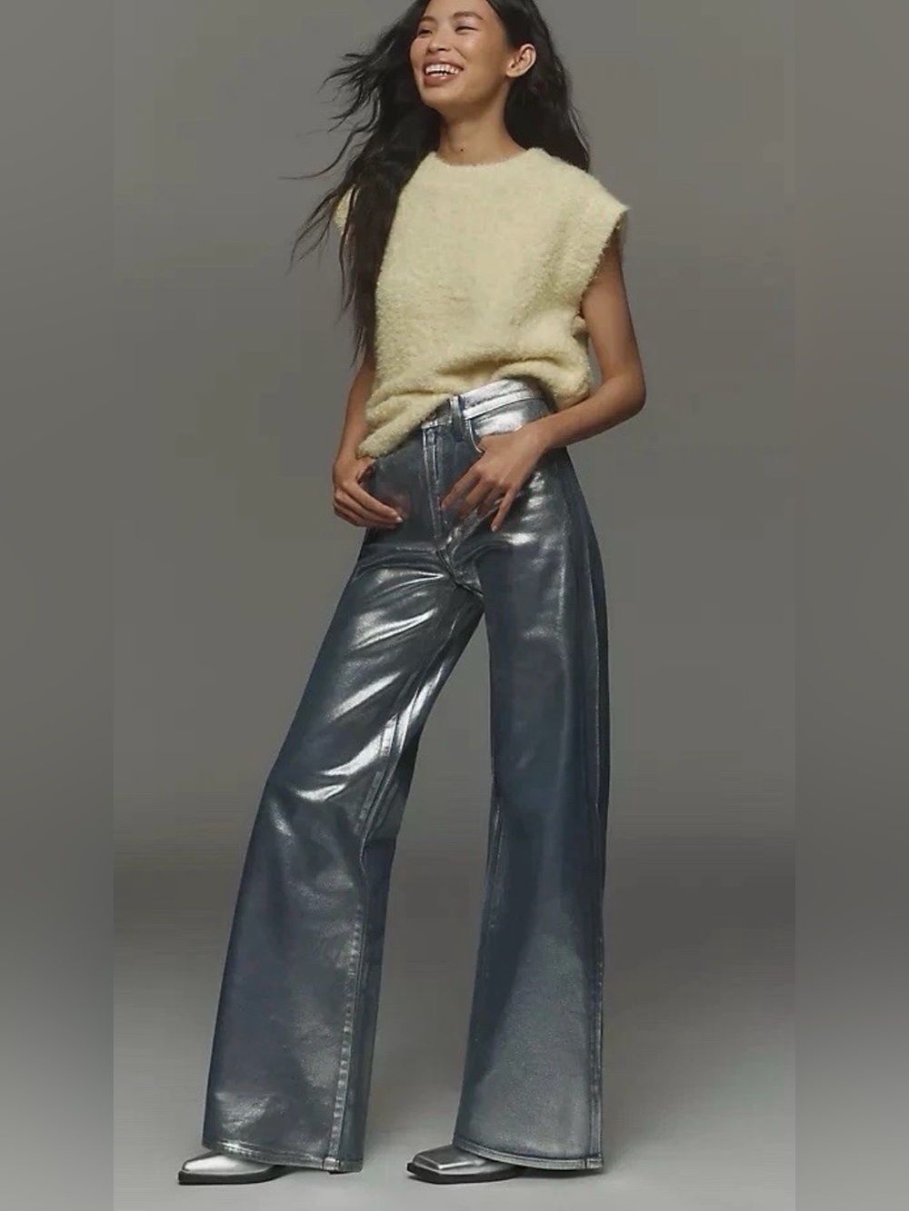 Joe's Jeans The Mia High Rise Wide Leg Party Indigo Coated Jeans Womens 28 NWT